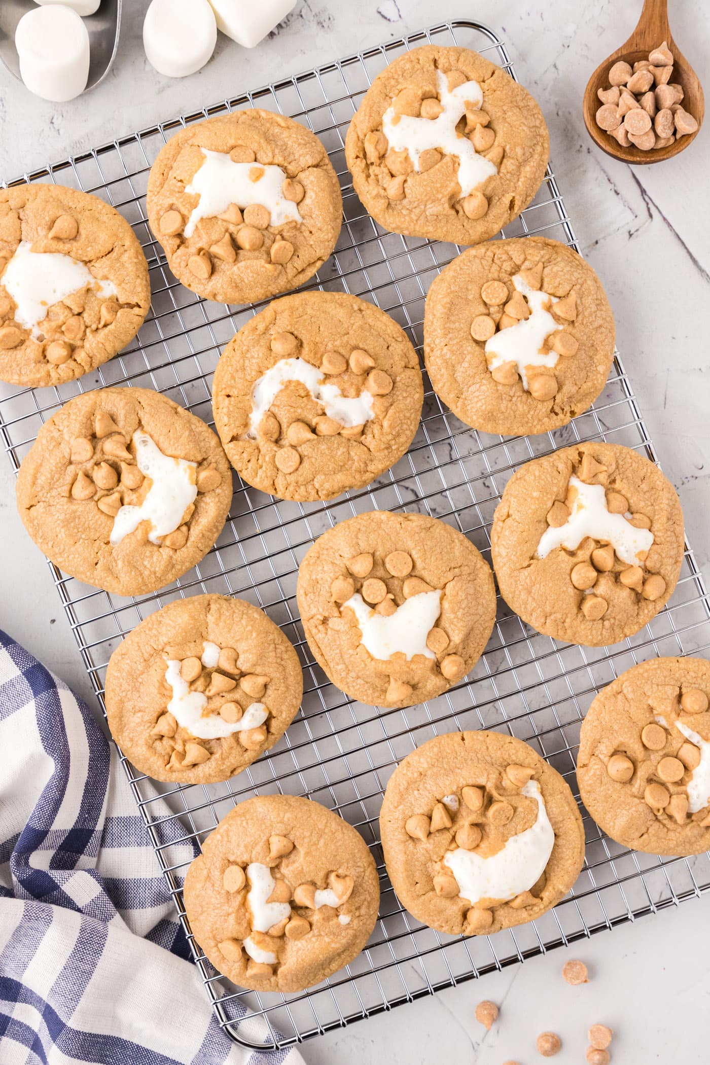 Fluffernutter Cookies on wire rack