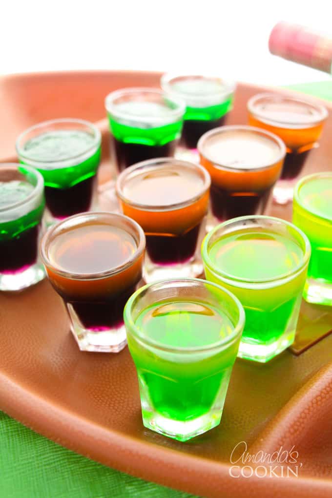 plate of jello shots for tailgating