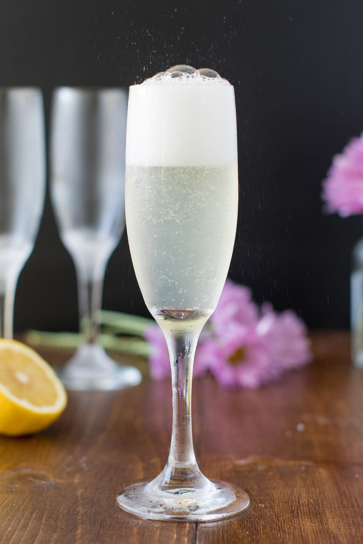 champagne fizzing in flute