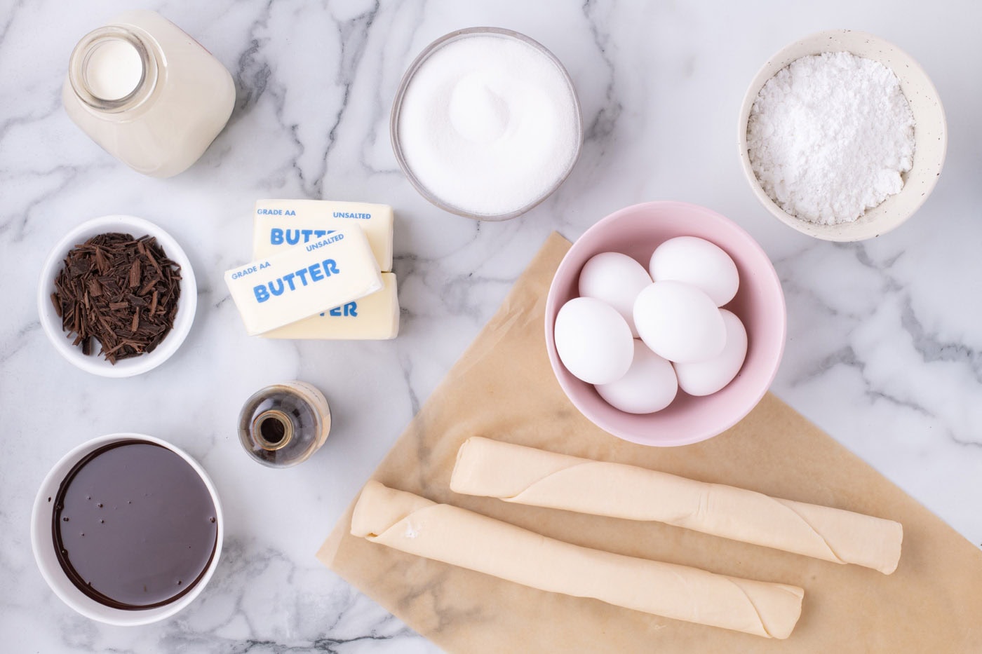 Ingredients for French Silk Slab Pie