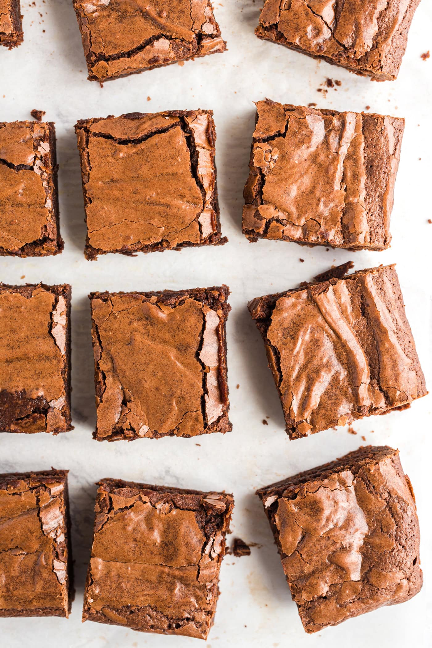 overhead shot of cut brownies