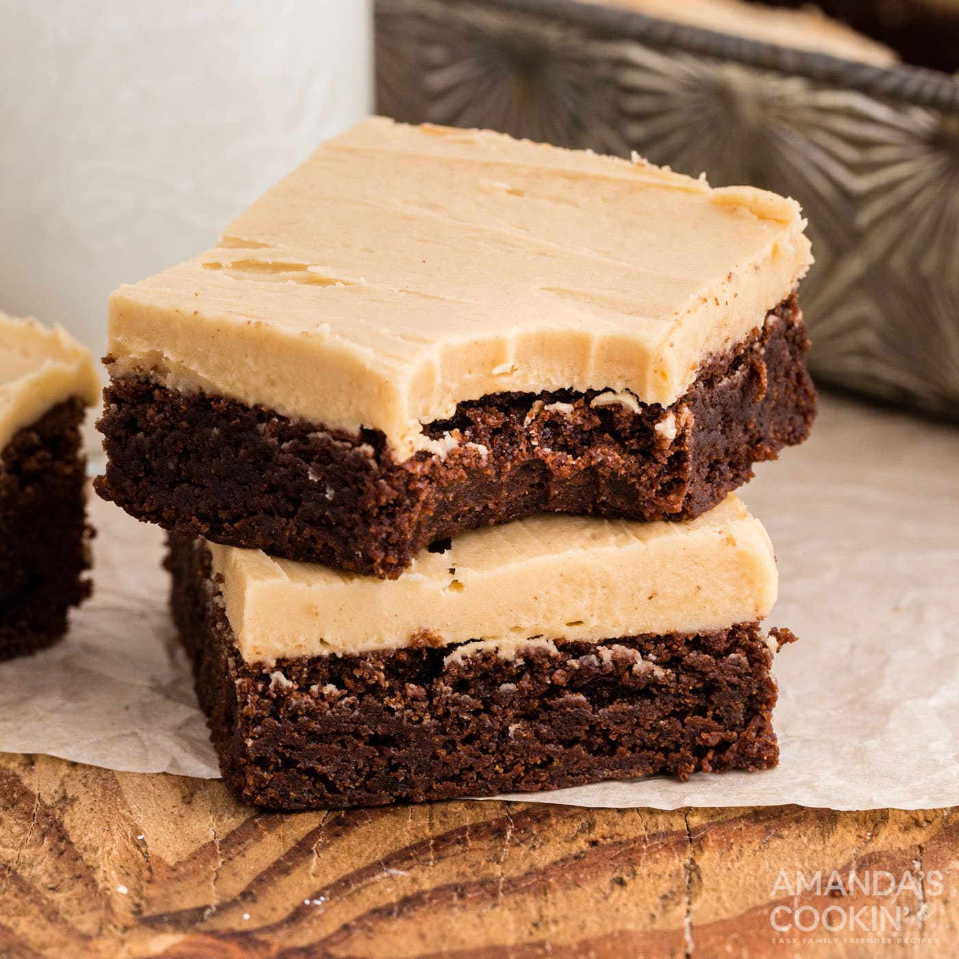 two brownies, one with a bite out of it