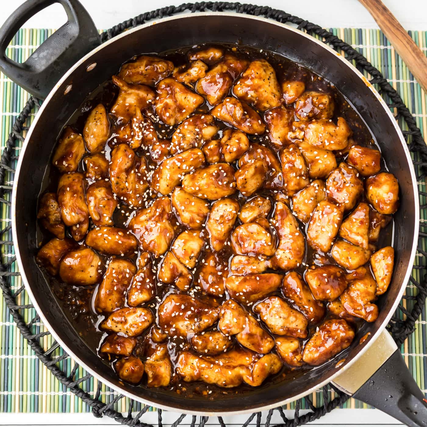 General Tso Chicken in a skillet