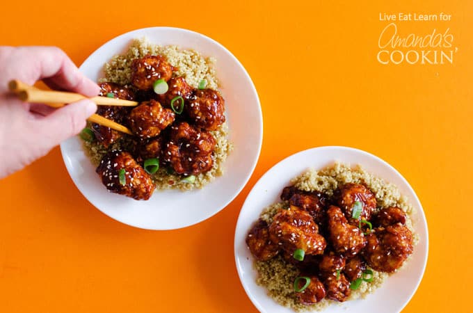 Chopstick grabbing General Tso's Cauliflower