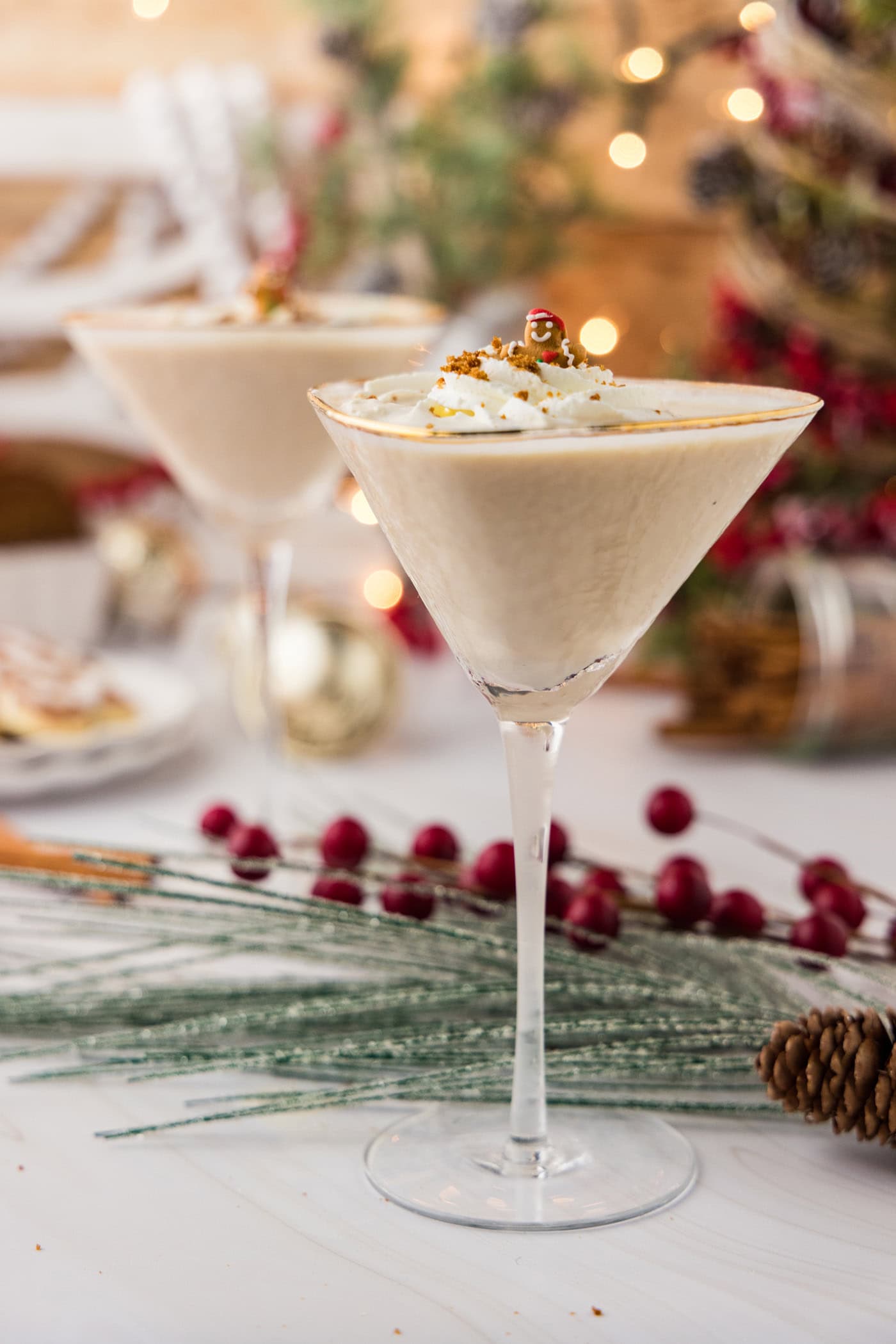 Side photo of two Gingerbread Martinis