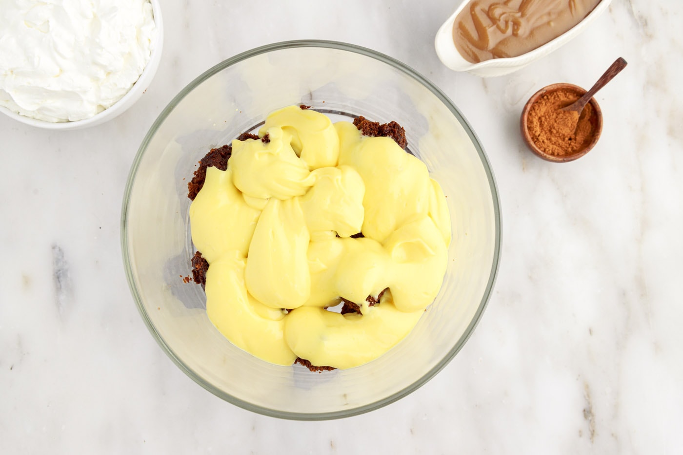 instant french vanilla pudding over gingerbread cake
