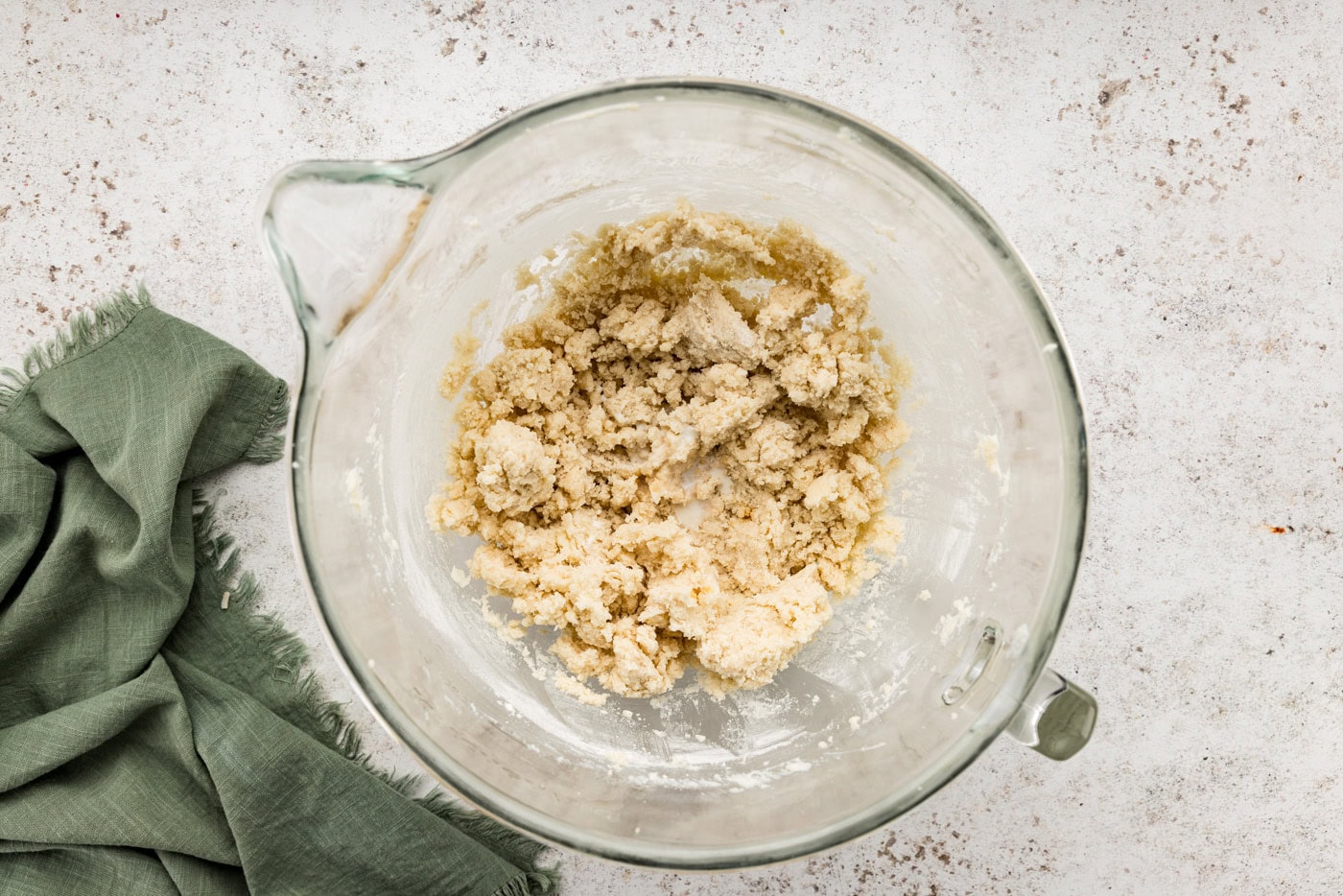 shortbread cookie dough in a mixing bowl