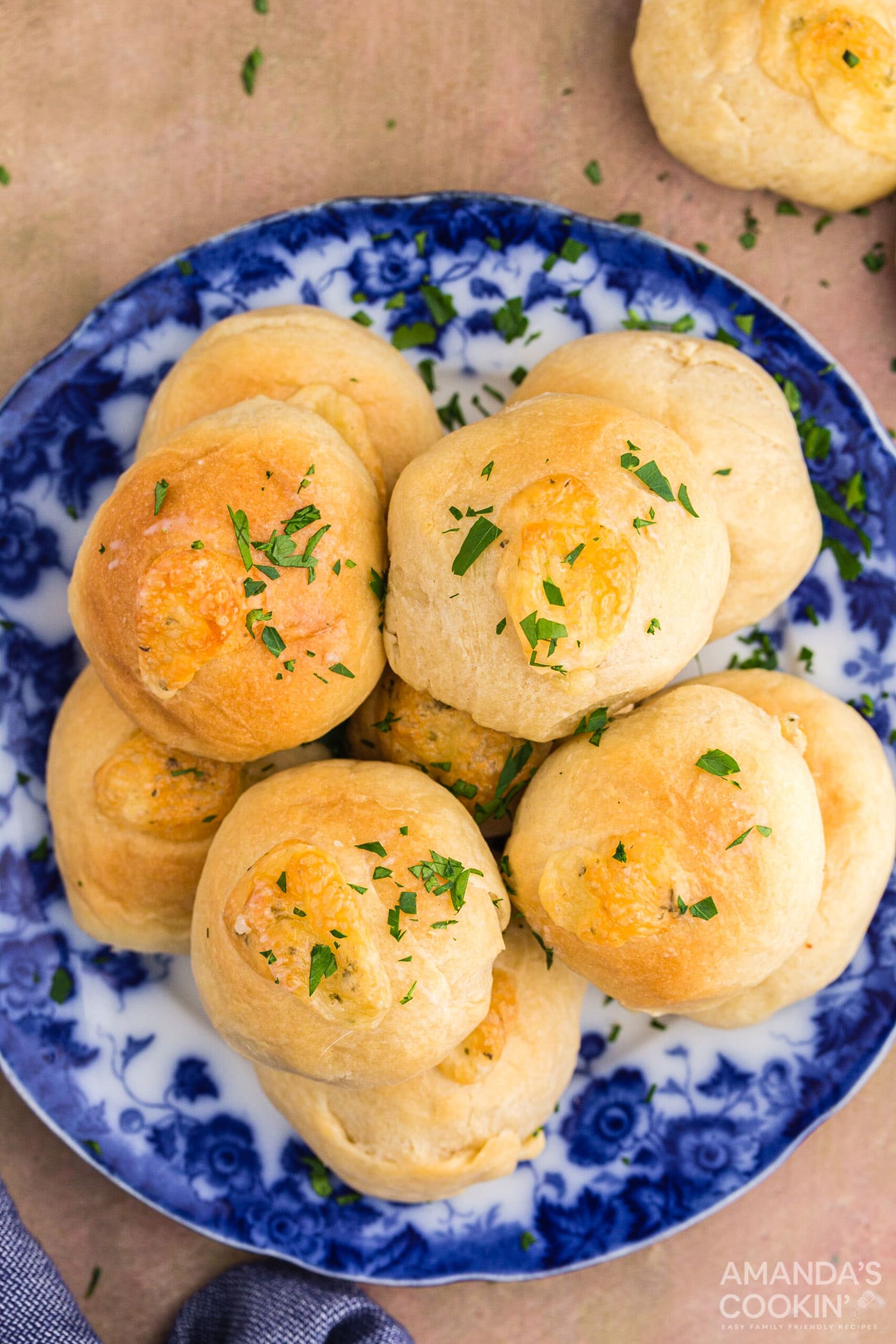 plate of garlic cheese rolls
