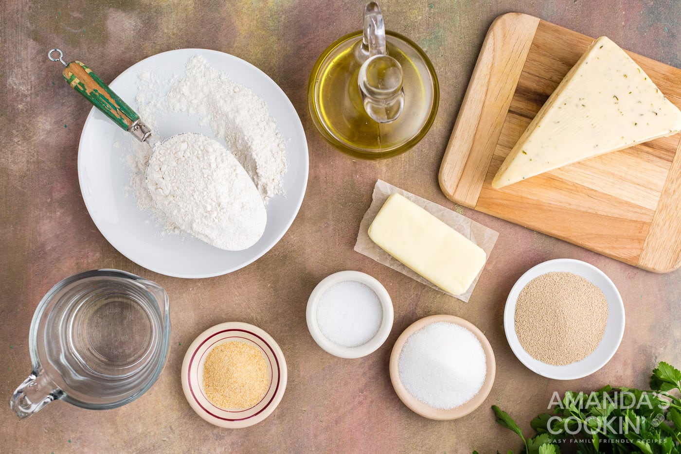 ingredients for garlic cheese rolls