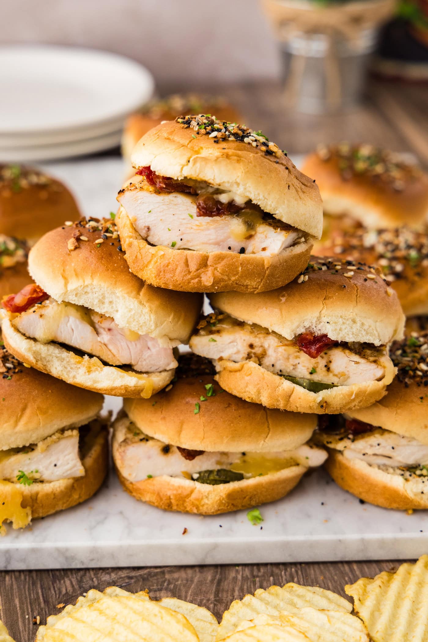 Stack of Gouda Chicken Sliders