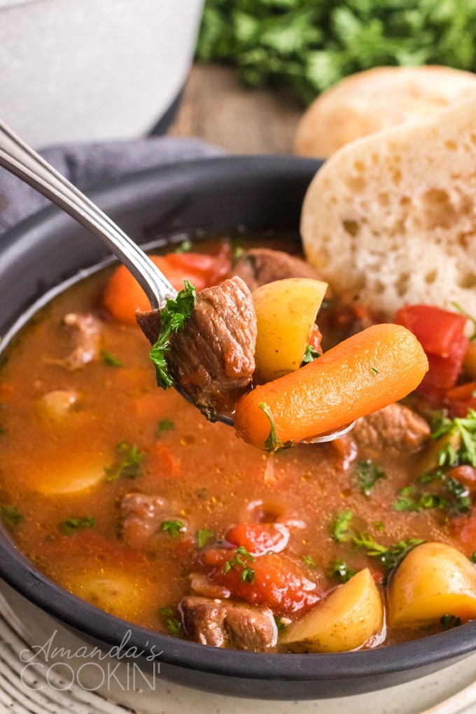 spoon full of goulash stew