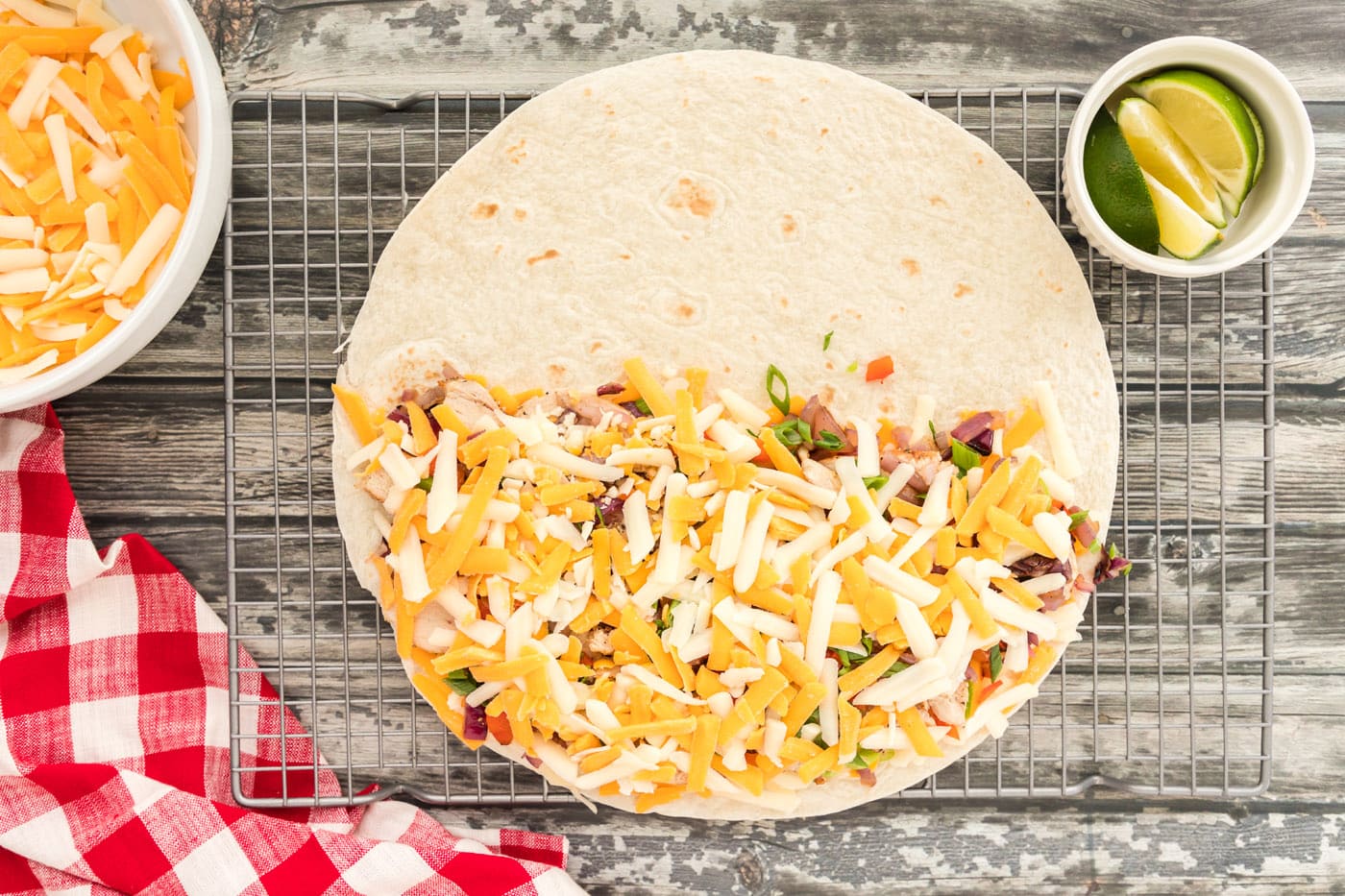 chicken quesadilla with cheese and bell peppers