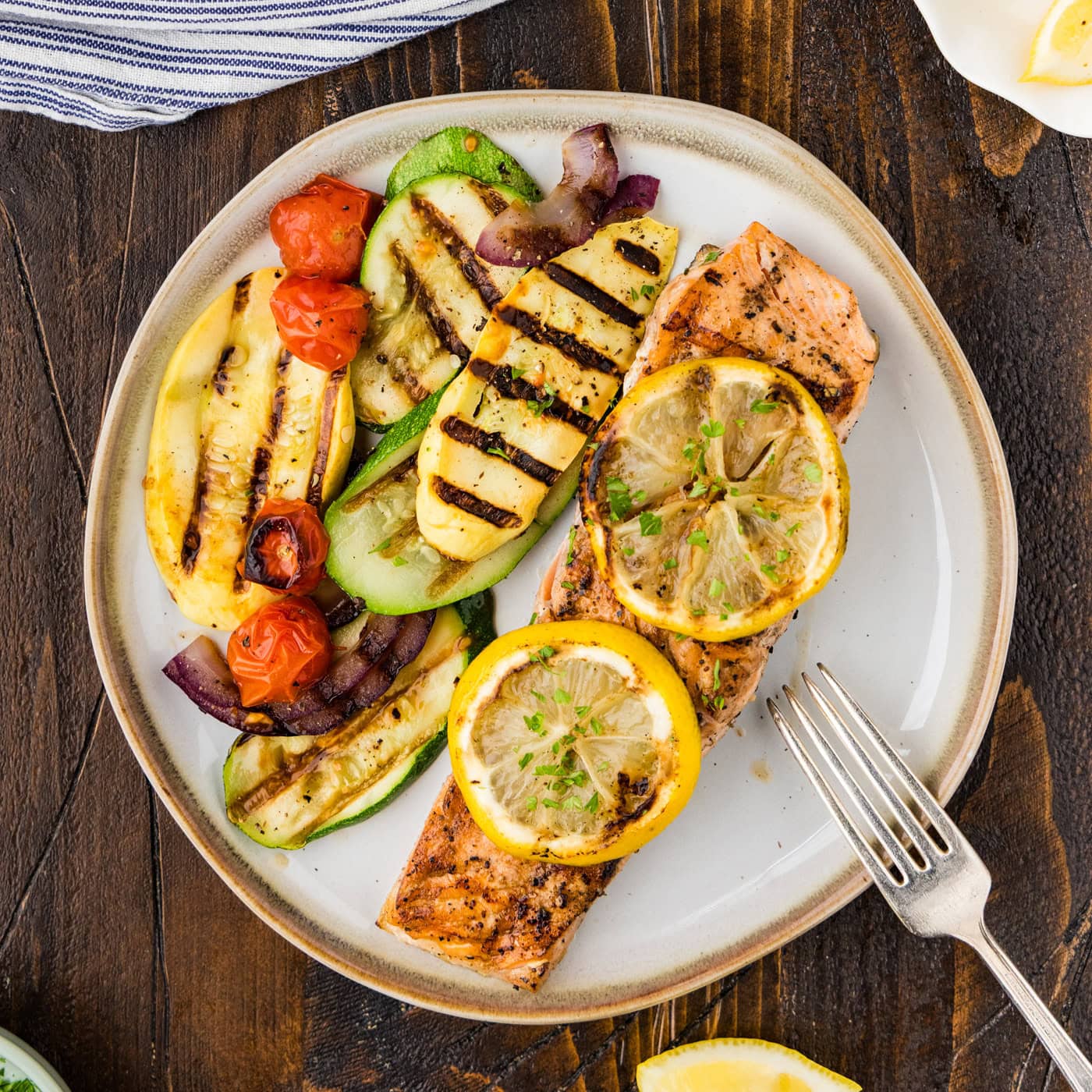 Grilled Lemon Salmon on plate