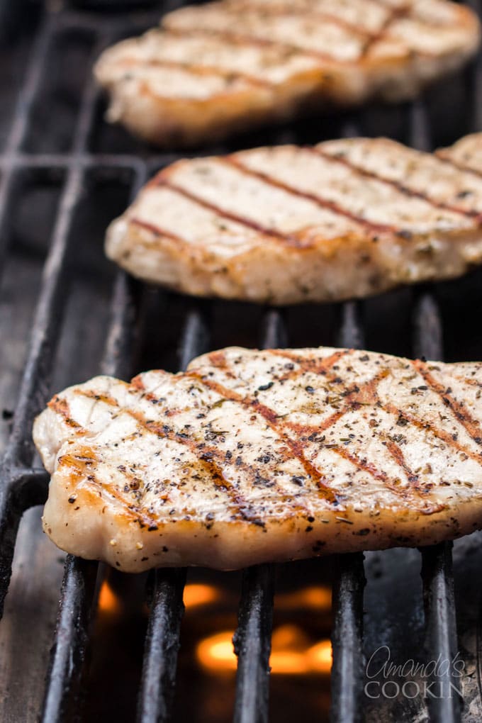 pork chops on the grill