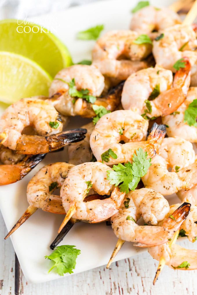 skewered shrimp on a plate