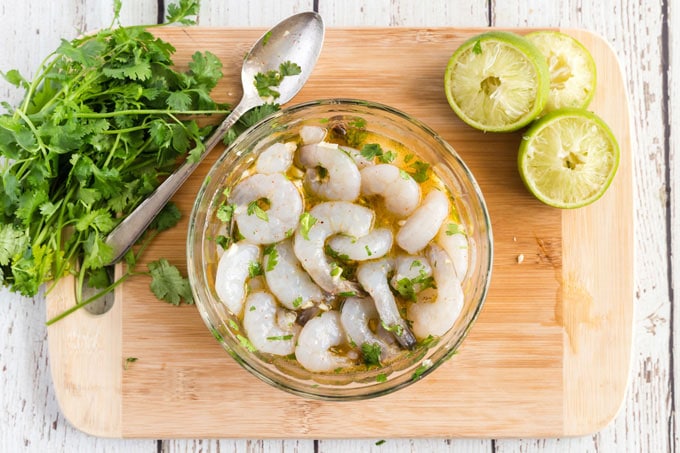 shrimp in marinade in bowl