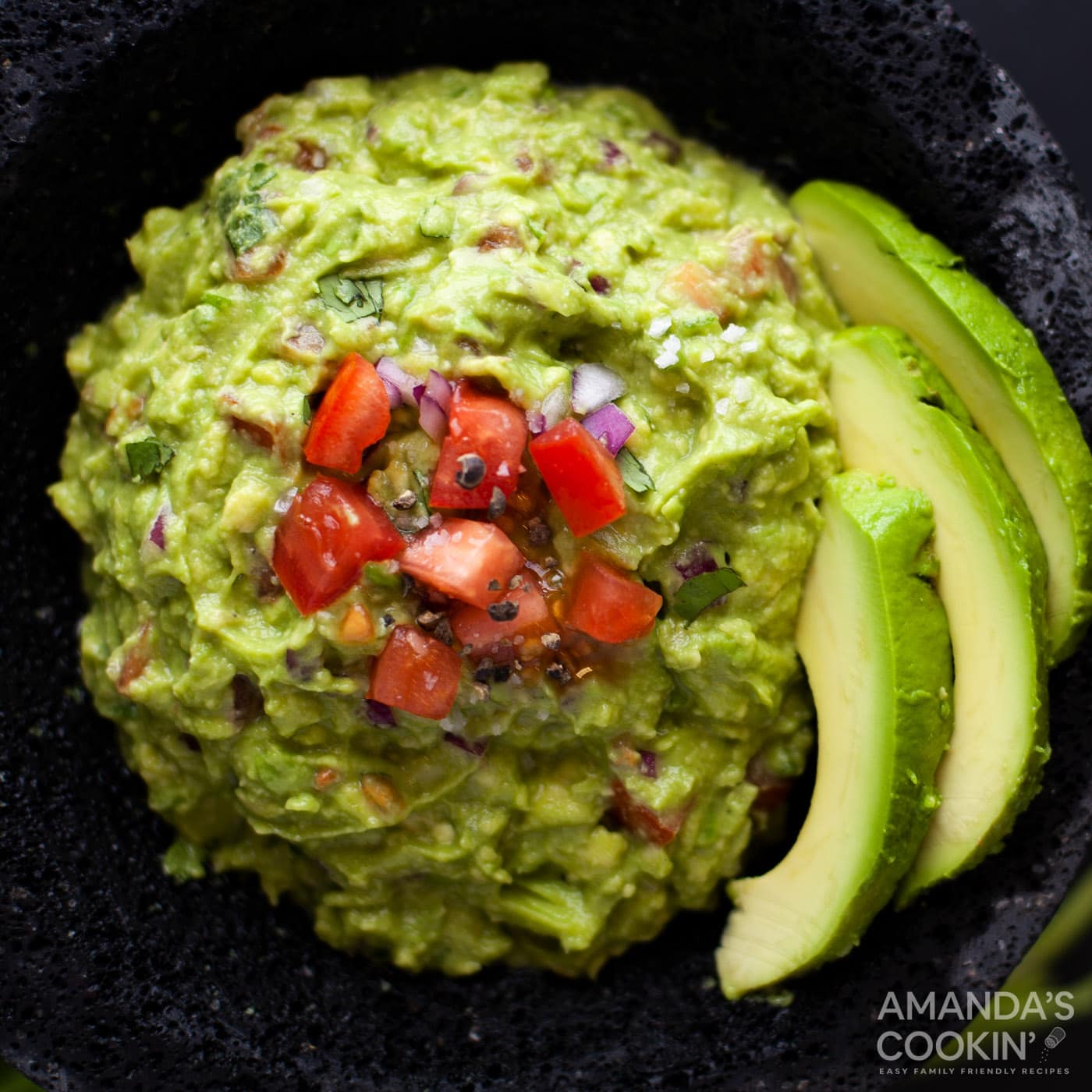 guacamole in a molcajete