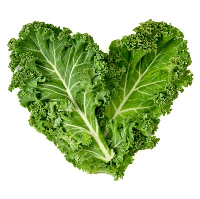 kale leaves forming a heart