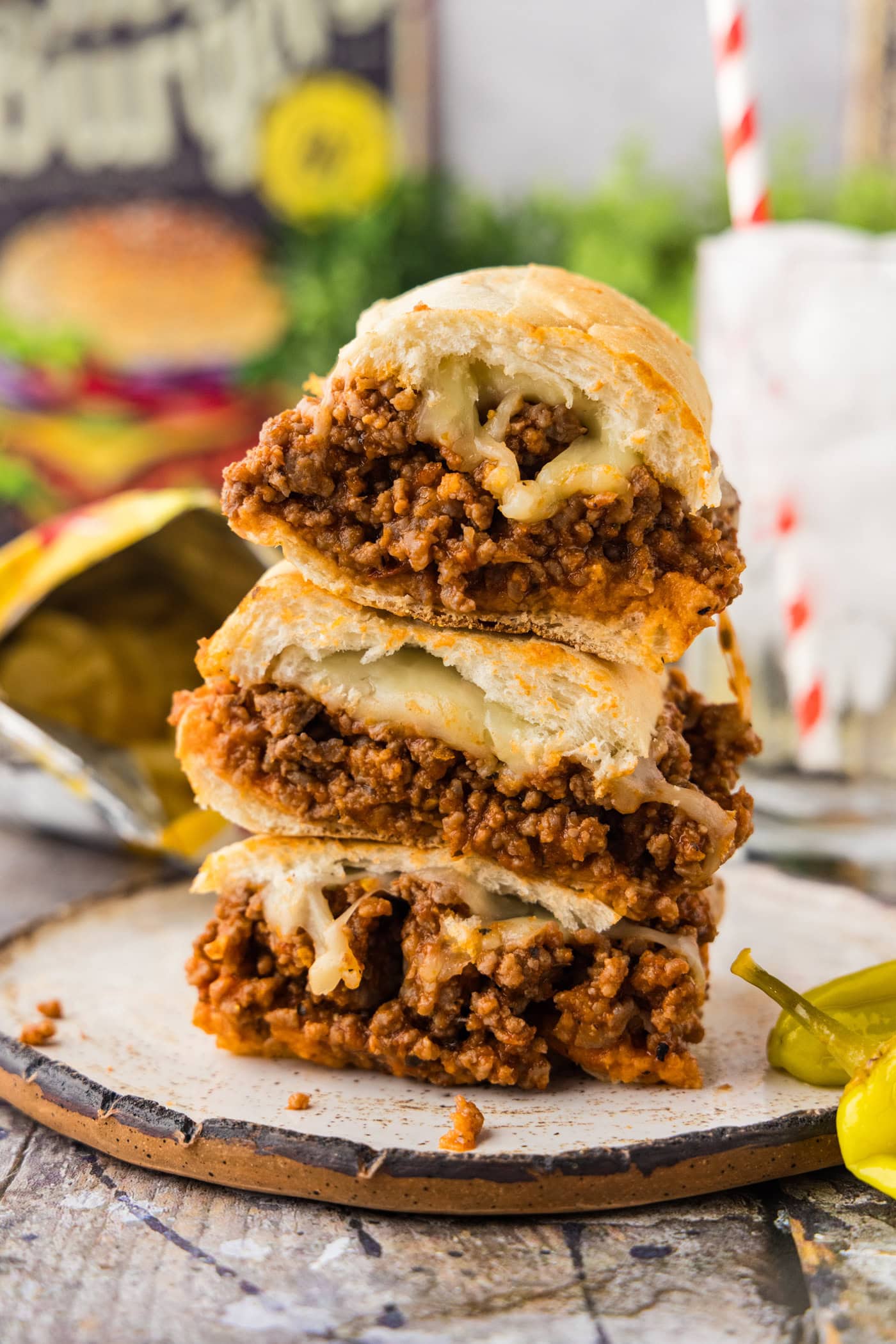 stack of guinea grinder sandwiches