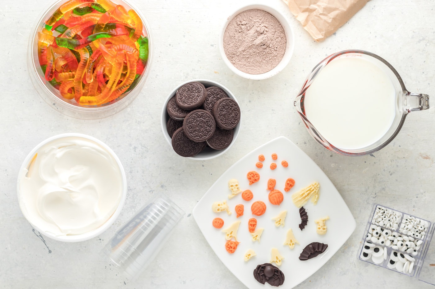ingredients for Halloween Dirt Cups