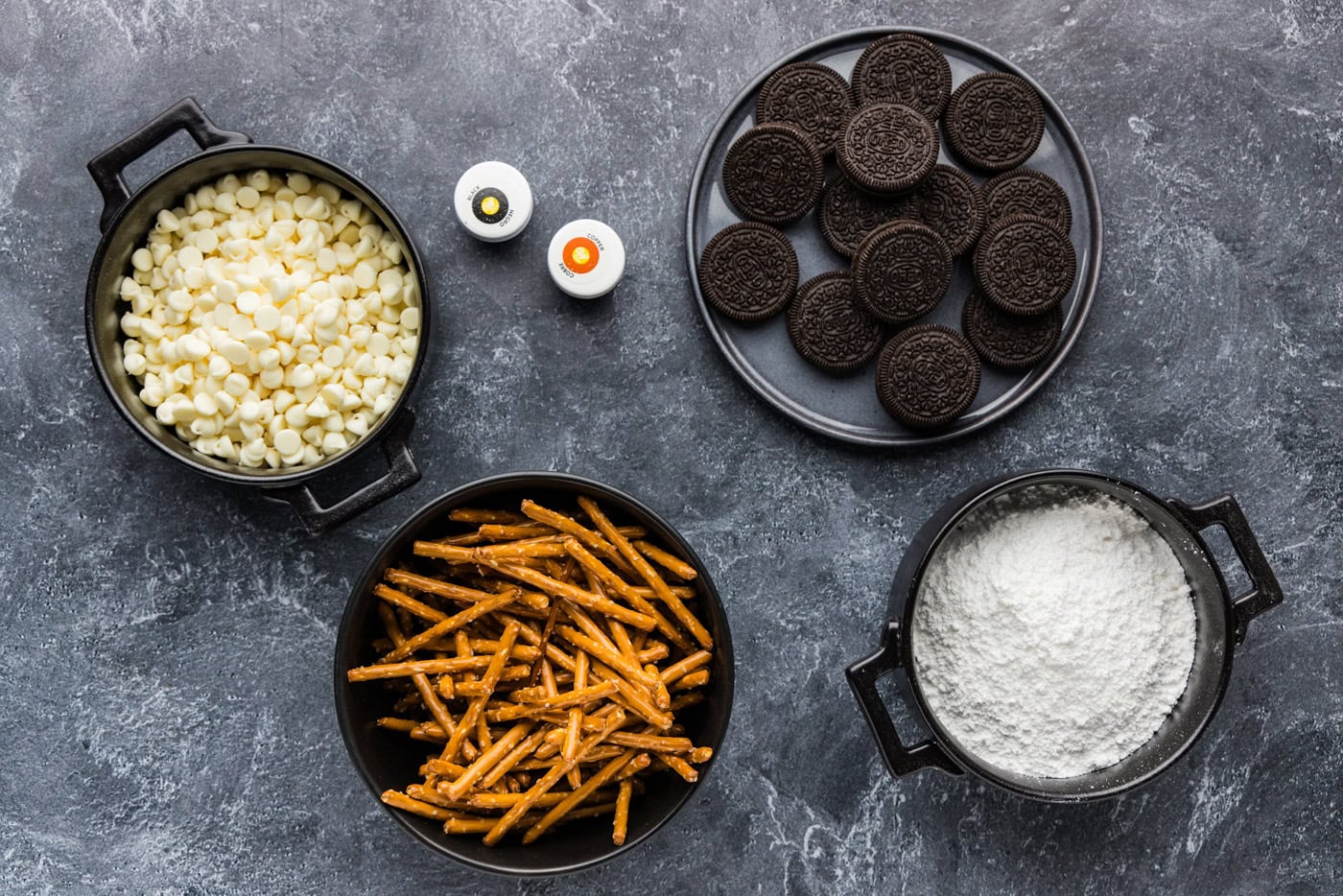 ingredients for Halloween Cigarette Pretzels