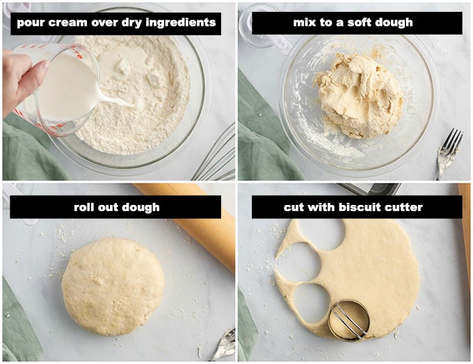 making biscuit dough and cutting them out