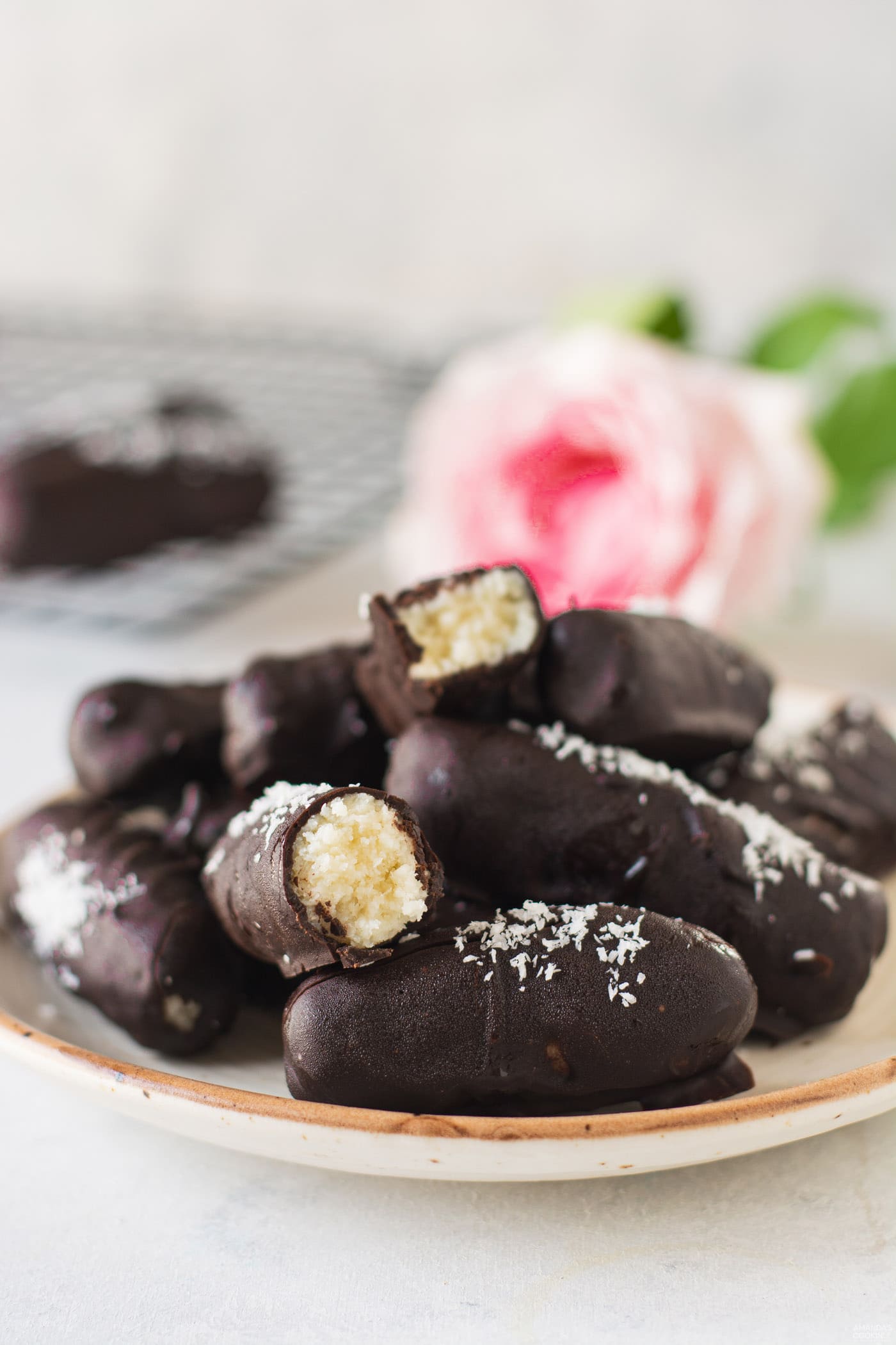 plate of homemade bounty bars