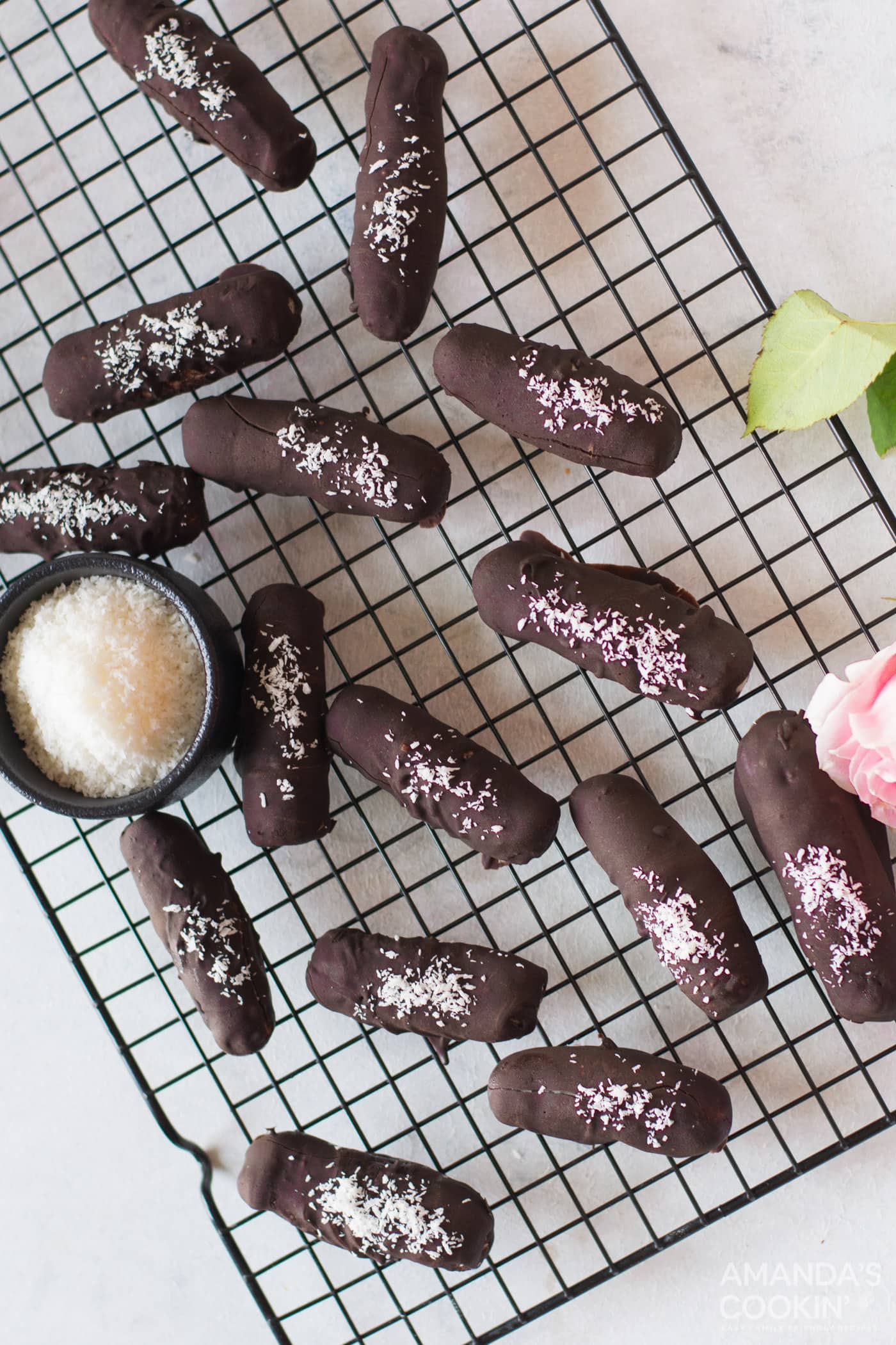 cooling rack of homemade bounty bars