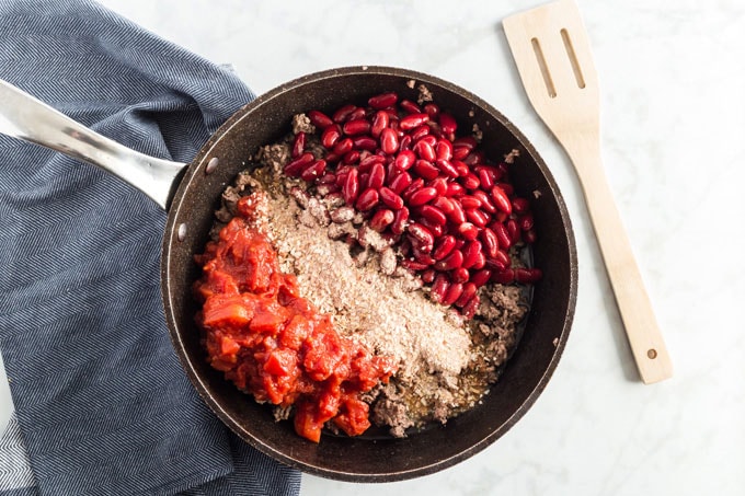 ingredients for homemade chili in a pan