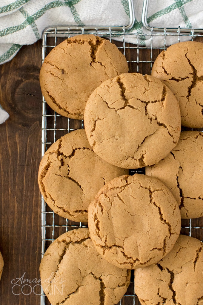 gingersnap cookies on a baking rack