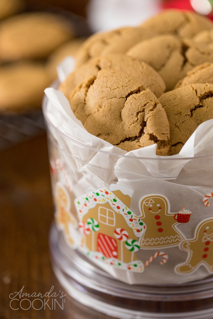 christmas container full of gingersnaps