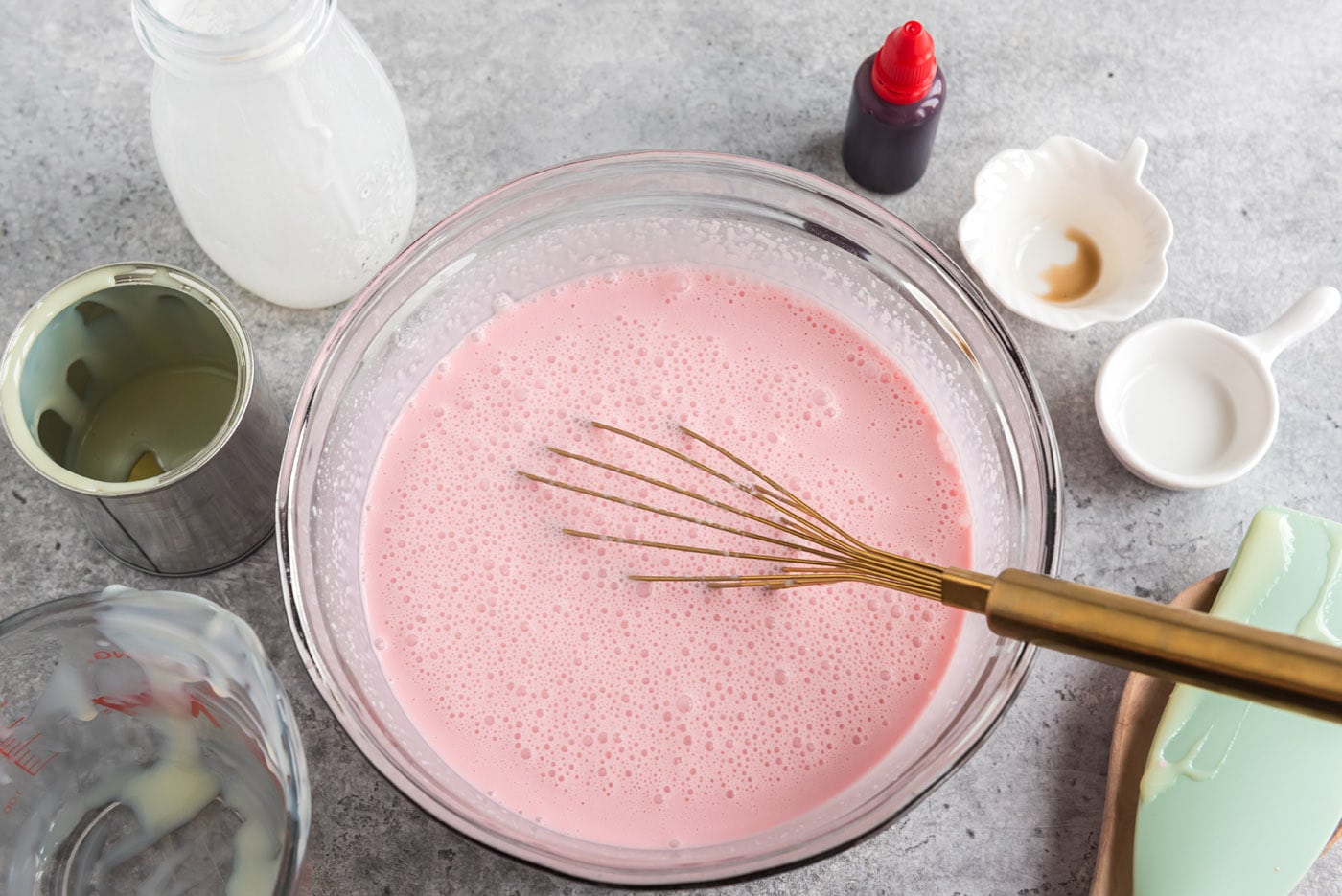 whisking ice cream ingredients in a bowl