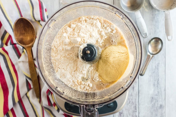 pizza dough ingredients in food processor