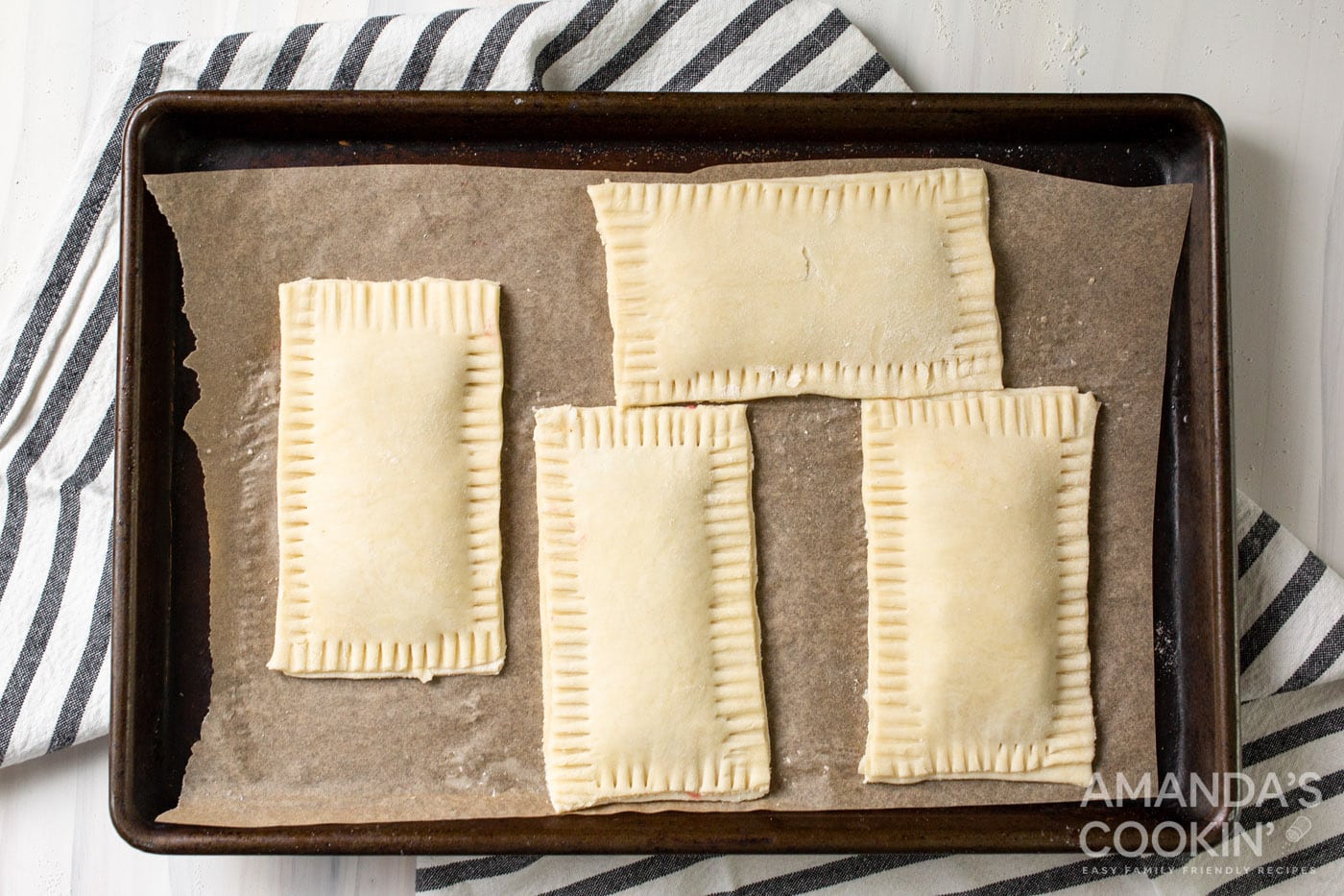 pastries on baking sheet