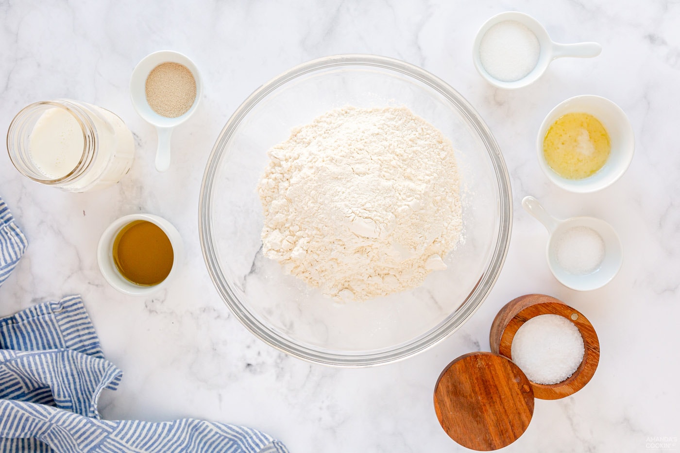 ingredients for Homemade Pull Apart Dinner Rolls
