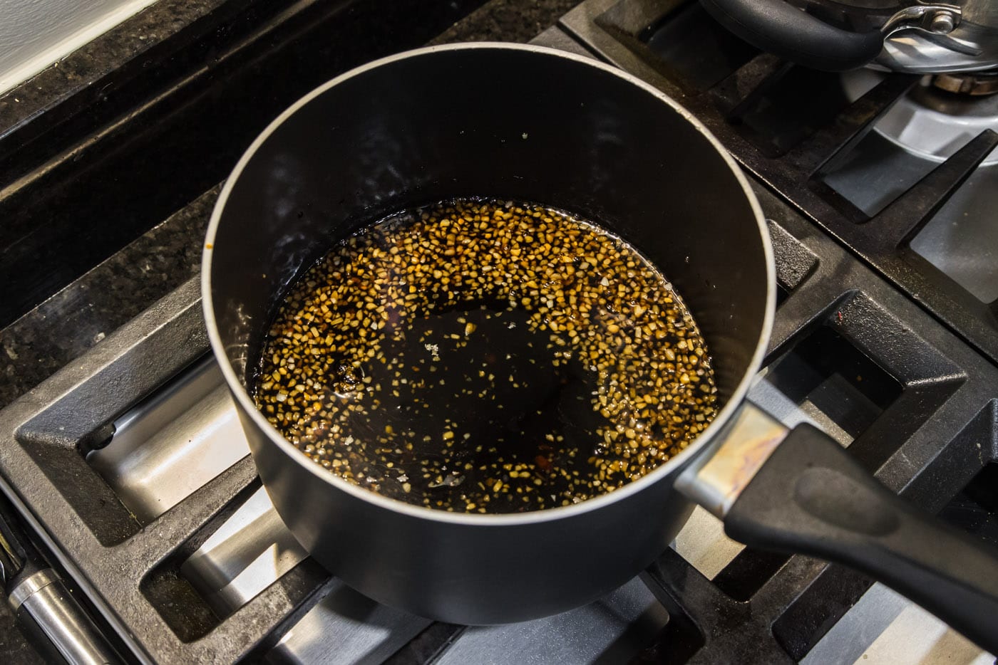 honey salmon glaze ingredients in a saucepan