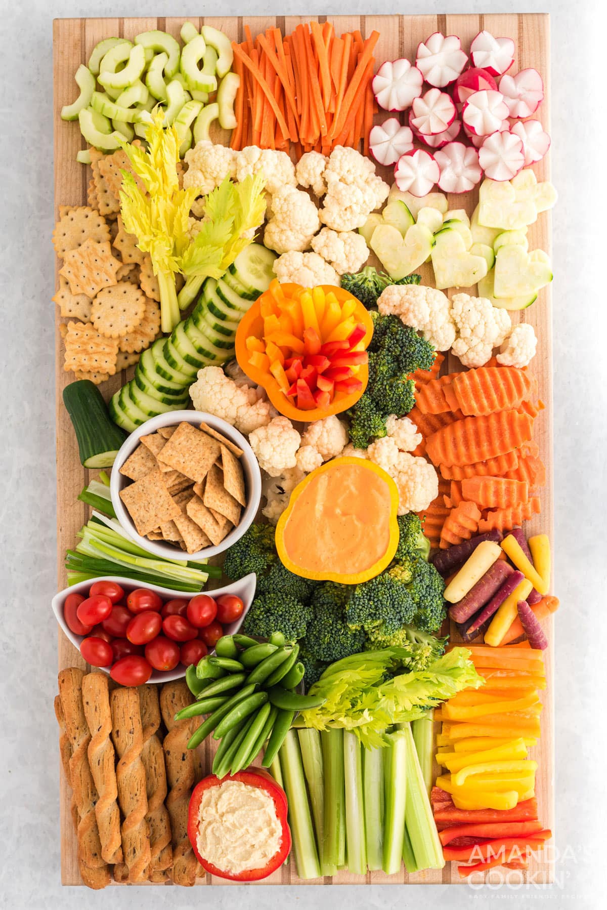 tray of decorative vegetables
