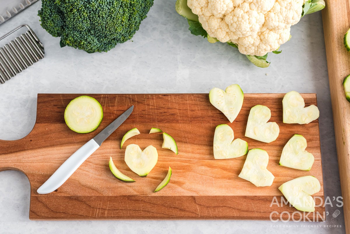 zucchinis cut into hearts