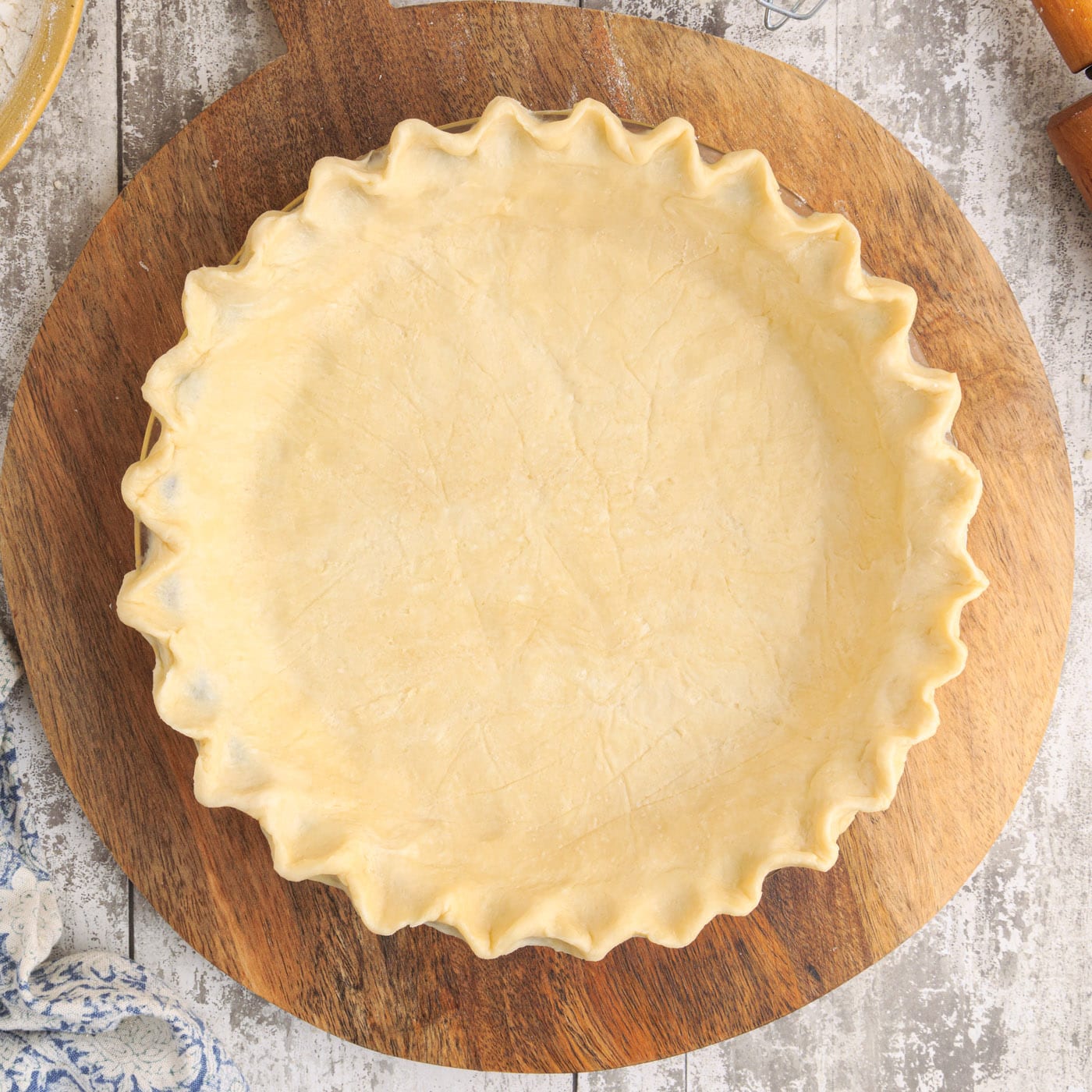 pie crust on wooden board