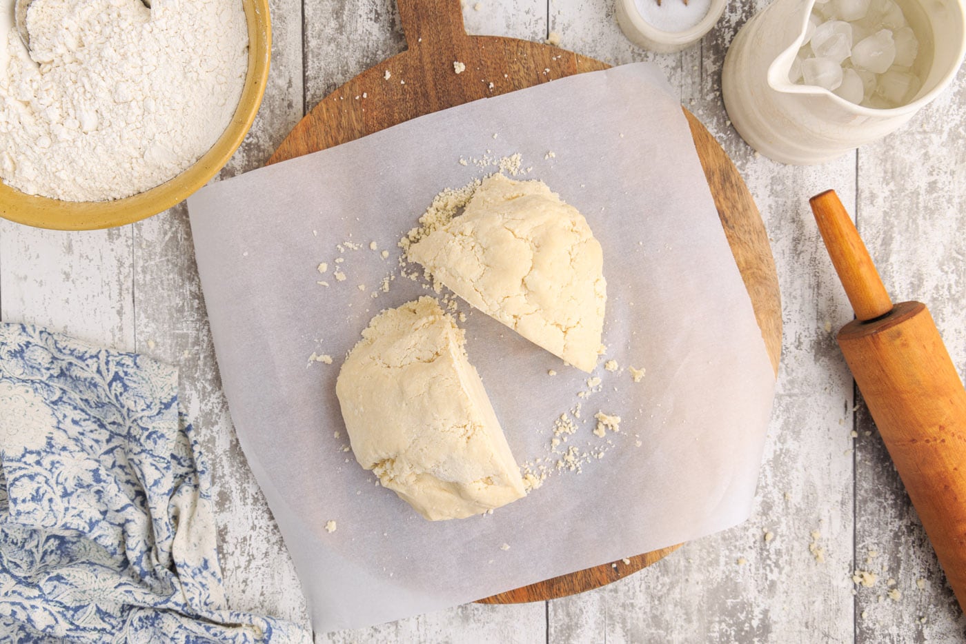 dough ball cut in half