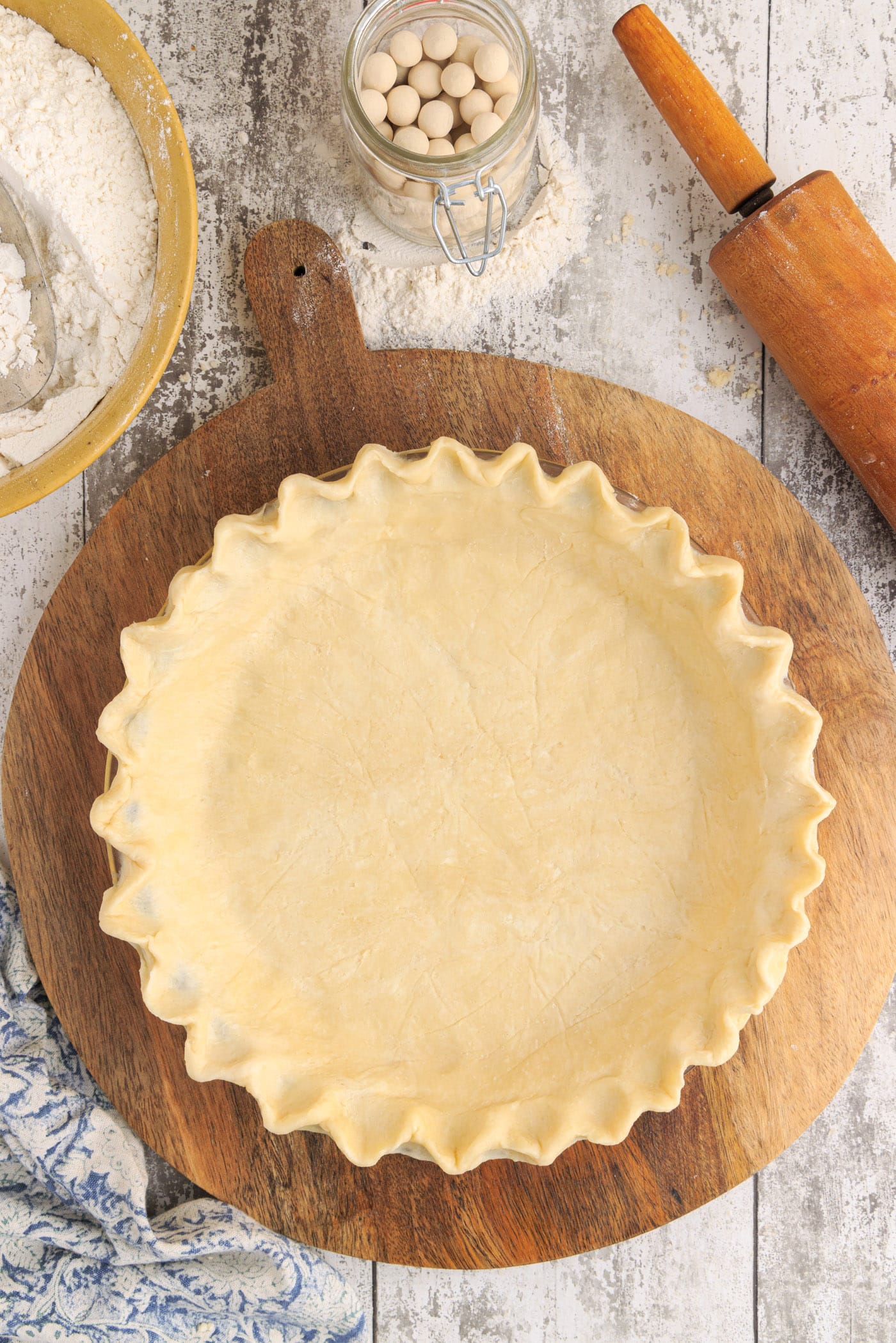 pie crust on cutting board