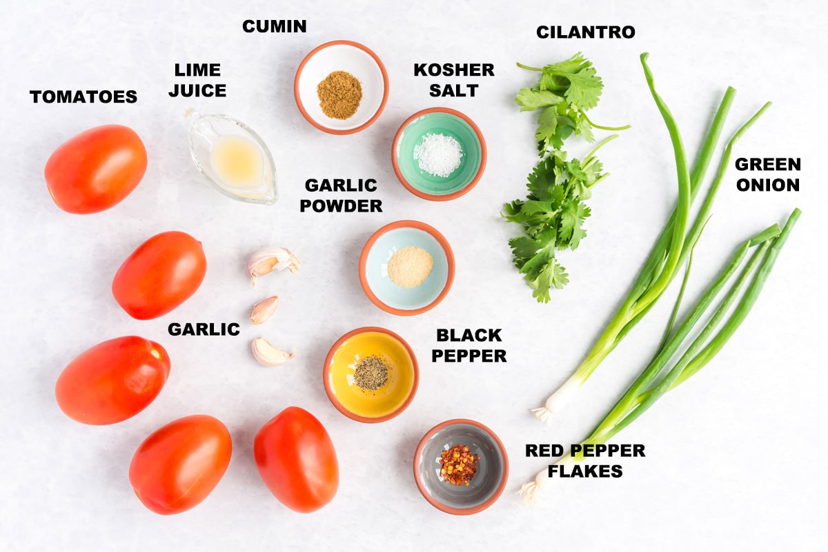 labeled ingredients for salsa fresca