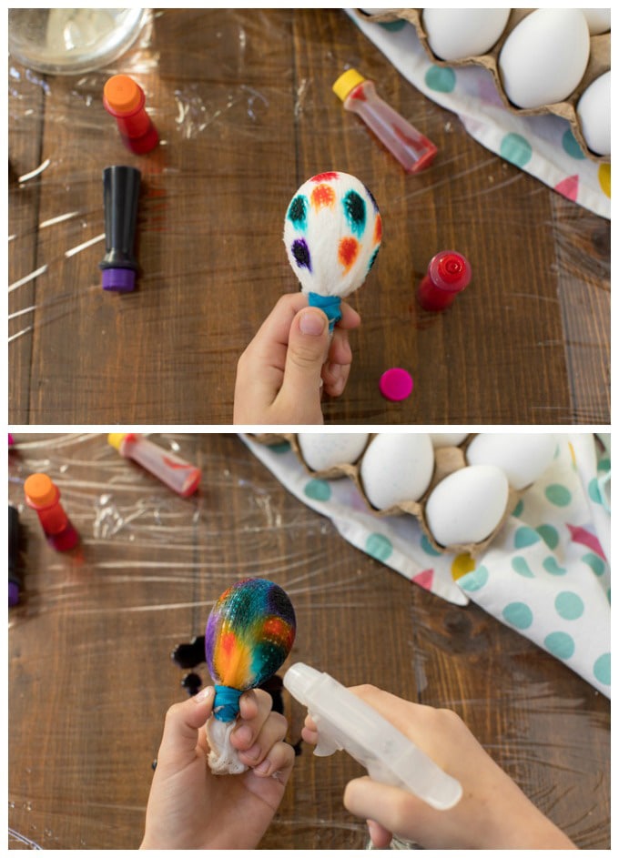 adding food coloring to egg