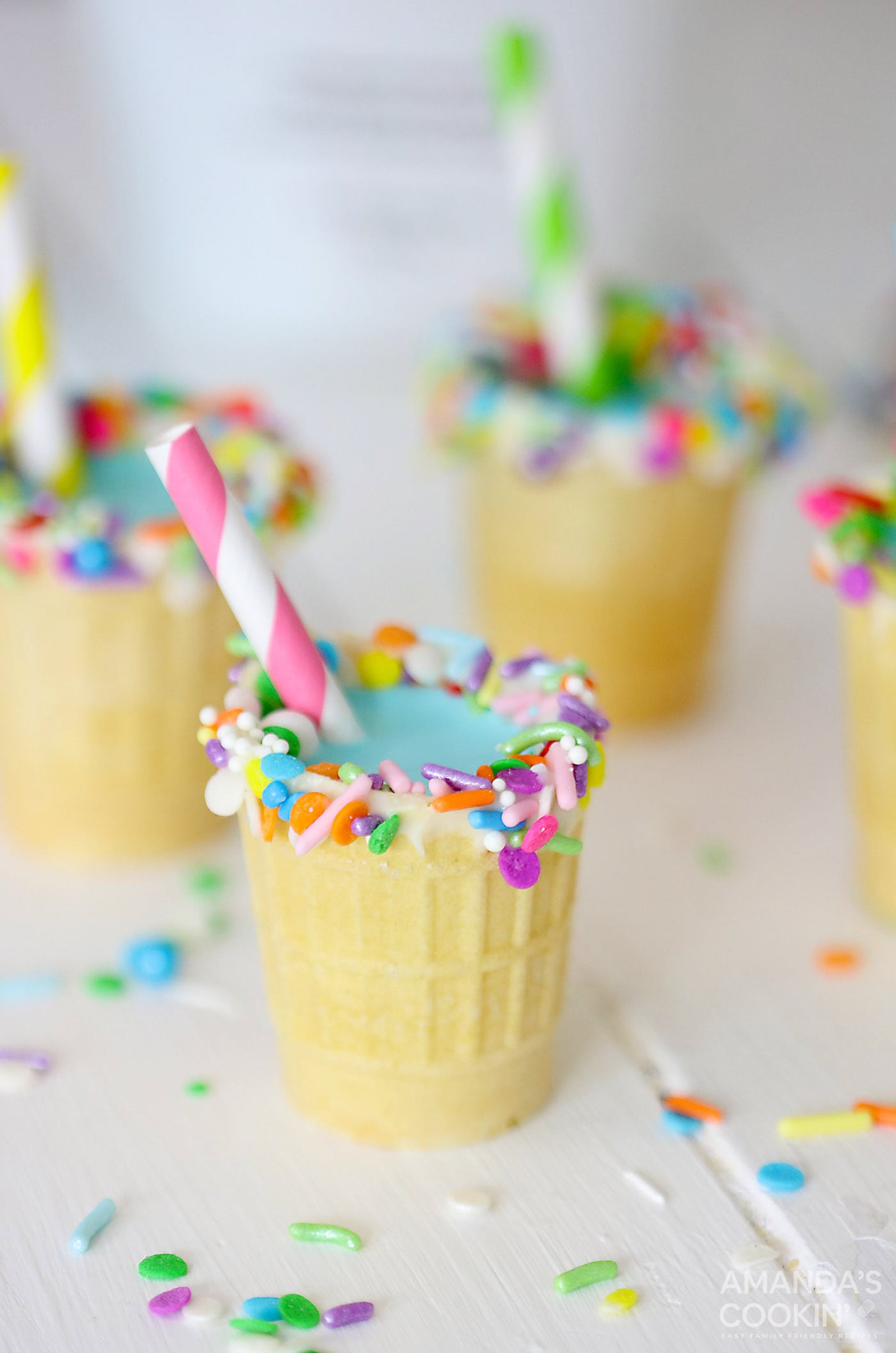 Rum Chata Shots in ice cream cones