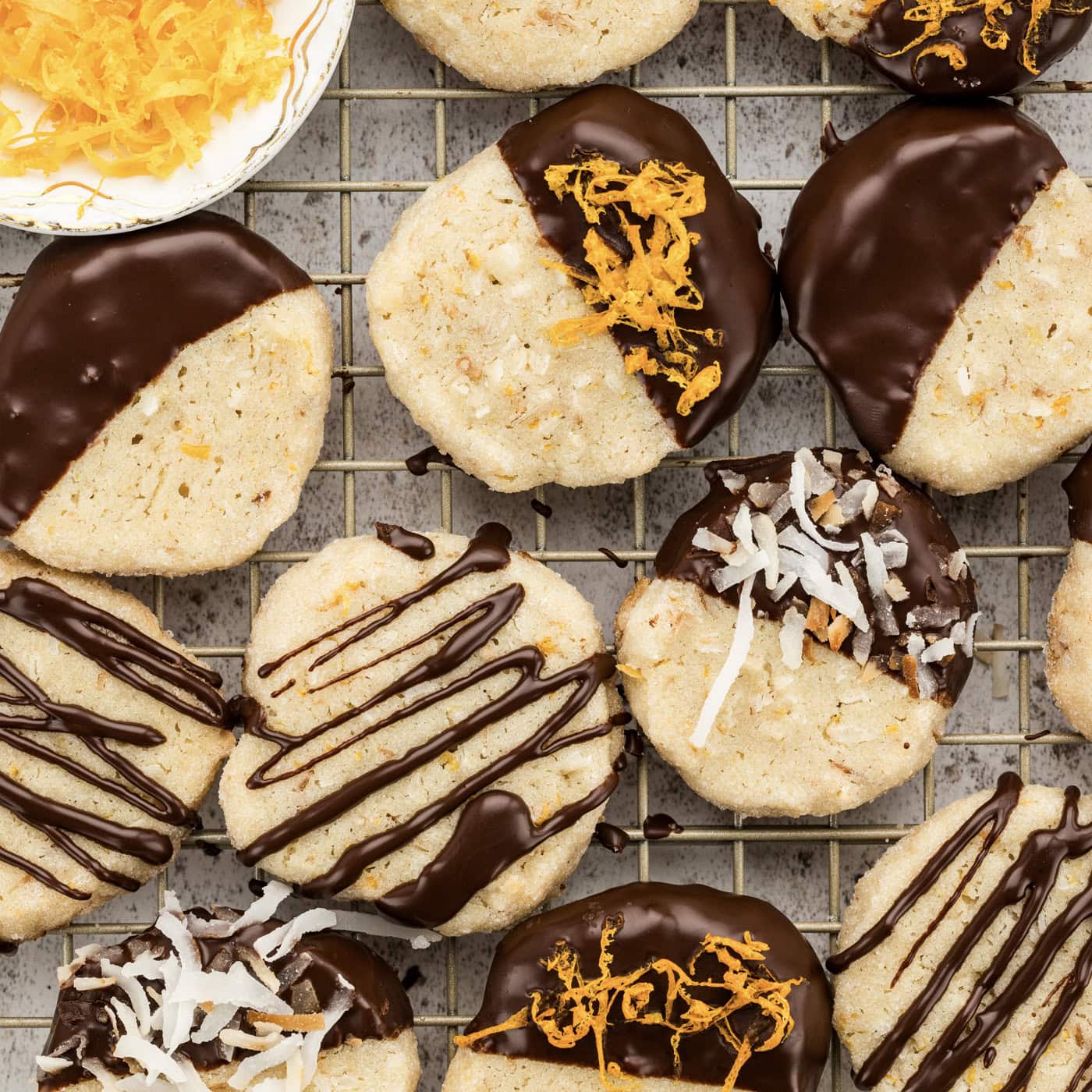 Close up photo of Icebox Cookies on a wire rack