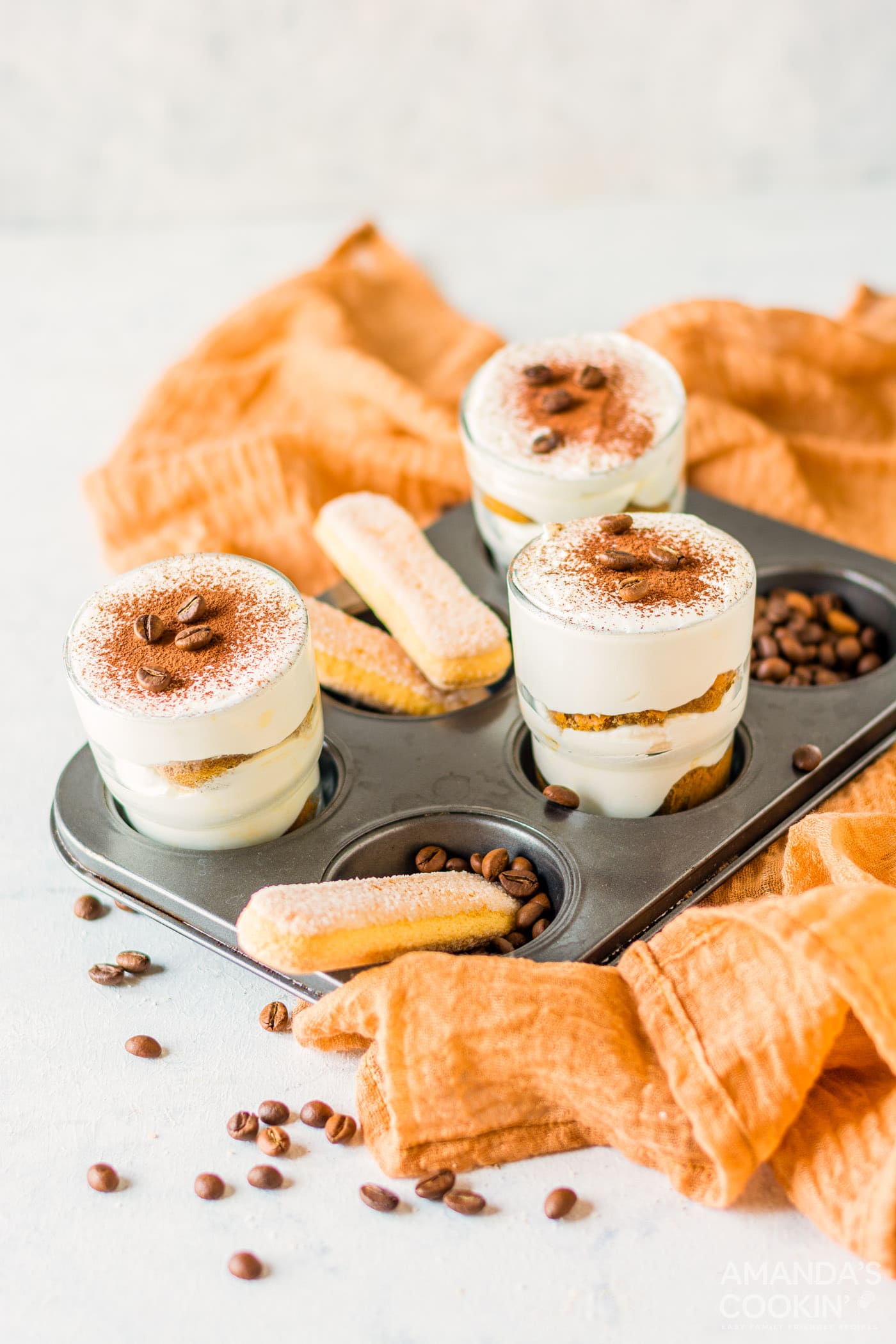 Individual Tiramisu sitting in a muffin tin