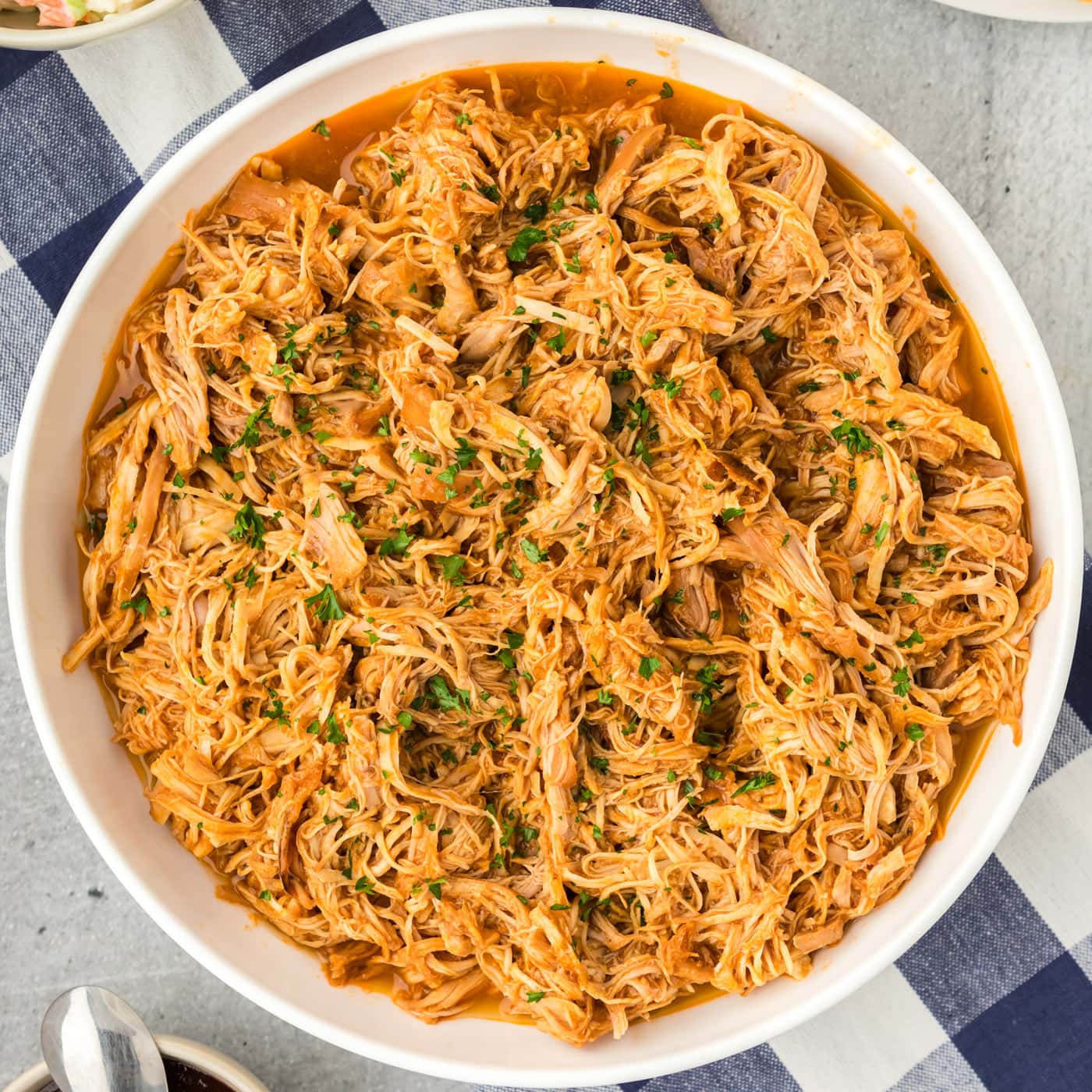Bowl of Instant Pot BBQ Chicken