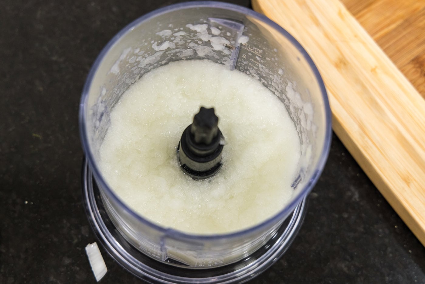 finely chopped onion in a food processor