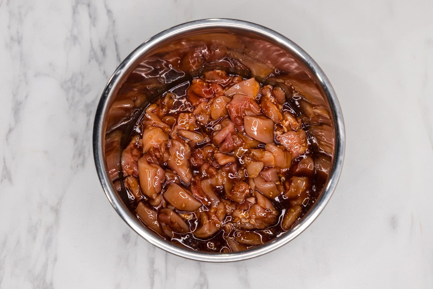 chicken pieces coated in bourbon sauce