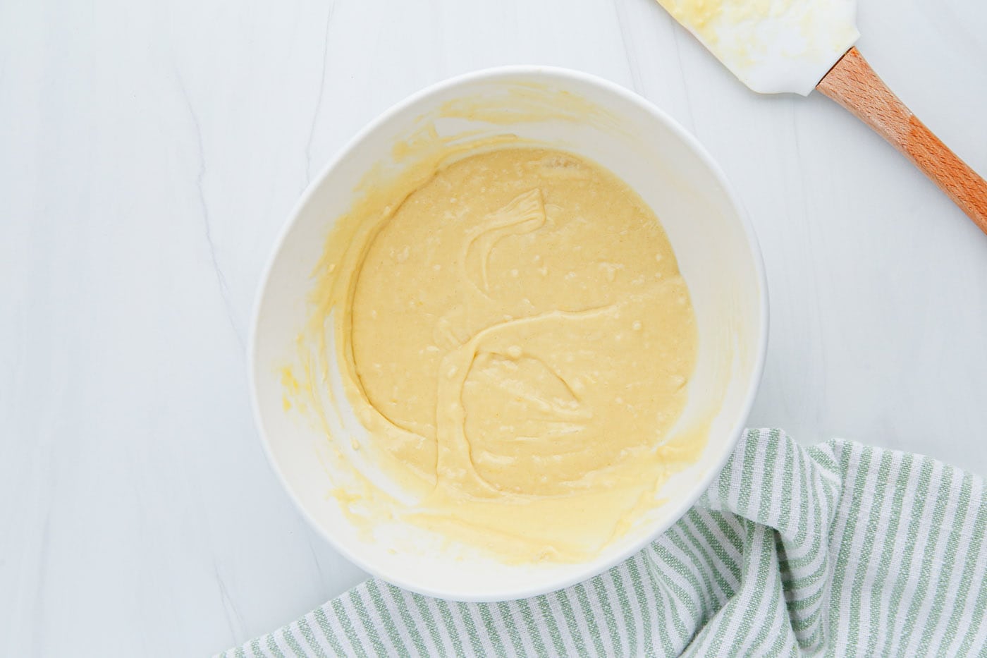 lemon cake batter in a bowl